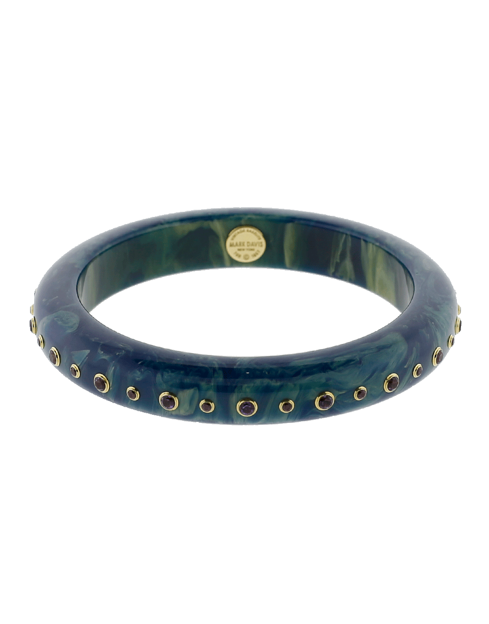 MARK DAVIS-Blue Bakelite Bangle-YELLOW GOLD