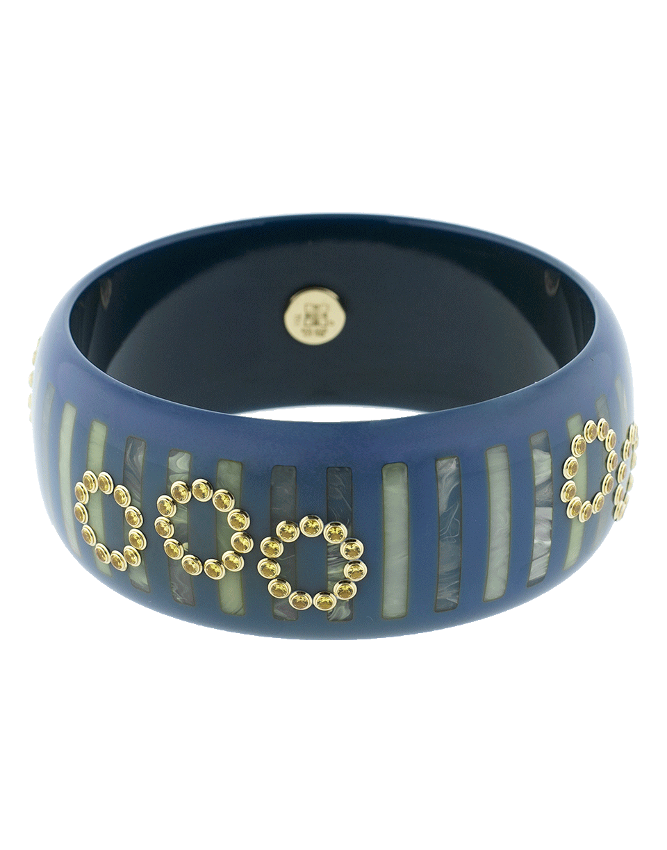 MARK DAVIS-Blue Bakelite Bangle-YELLOW GOLD
