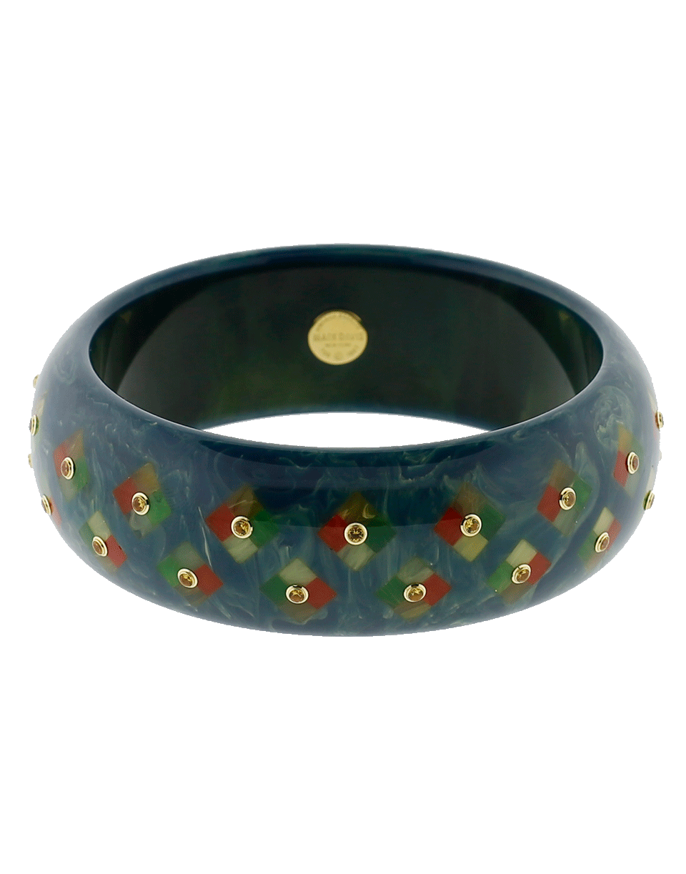 MARK DAVIS-Blue Bakelite Bangle-YELLOW GOLD