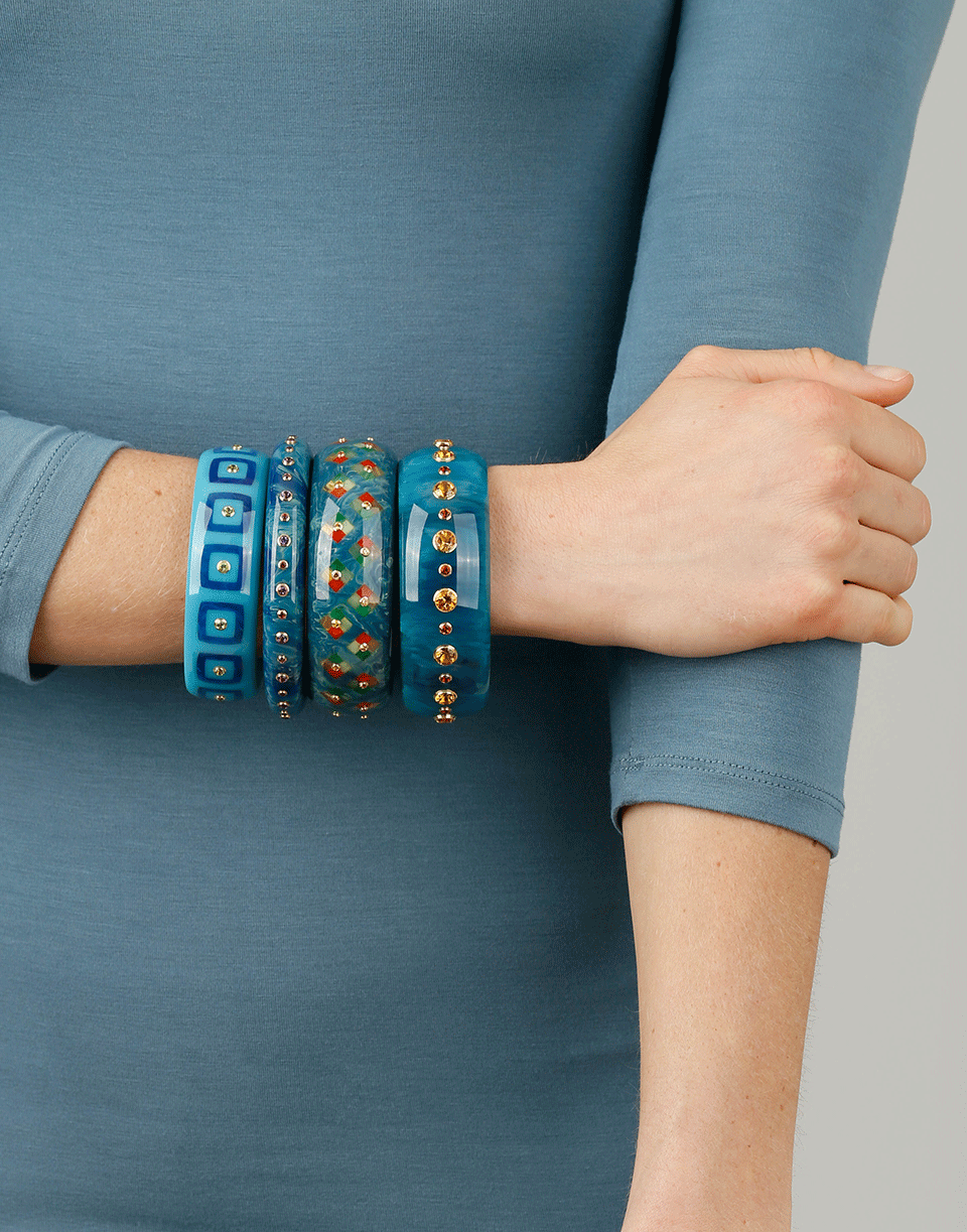 MARK DAVIS-Blue Bakelite Bangle-YELLOW GOLD