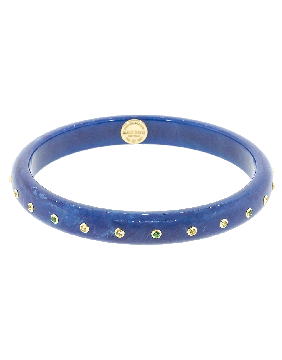 MARK DAVIS-Blue Bakelite Bangle-YELLOW GOLD
