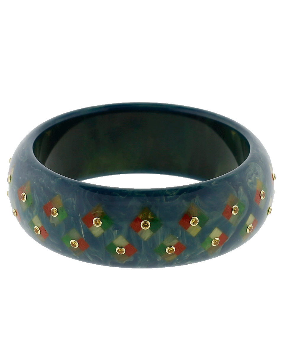 MARK DAVIS-Blue Bakelite Bangle-YELLOW GOLD