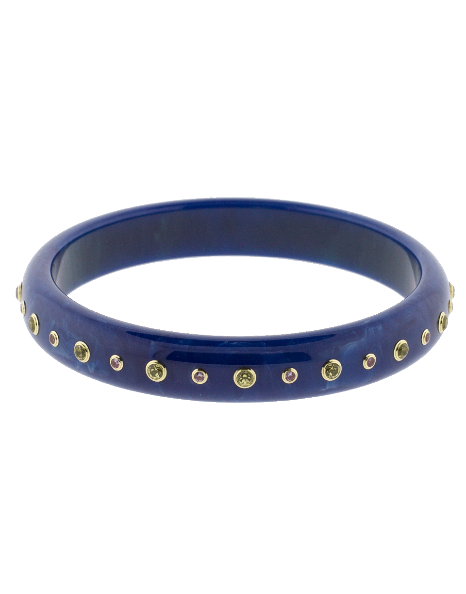 MARK DAVIS-Blue Bakelite Bangle-YELLOW GOLD