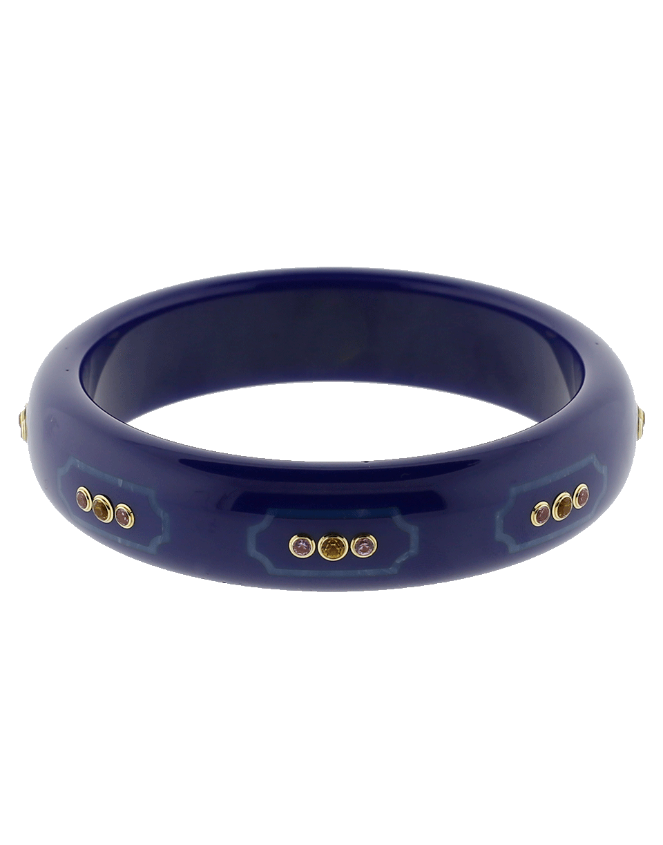 MARK DAVIS-Blue Bakelite Bangle-YELLOW GOLD