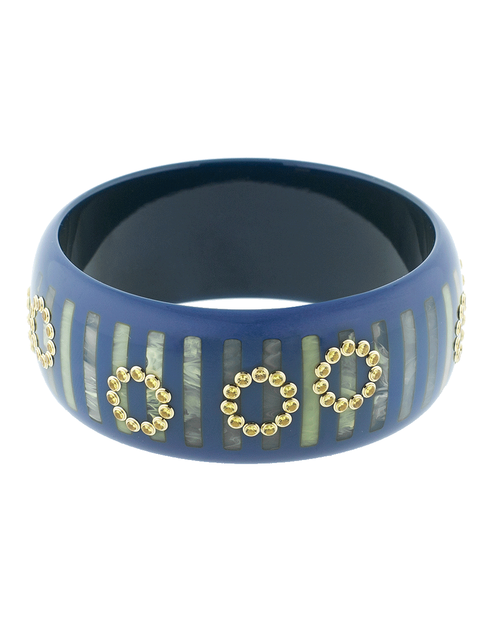 MARK DAVIS-Blue Bakelite Bangle-YELLOW GOLD
