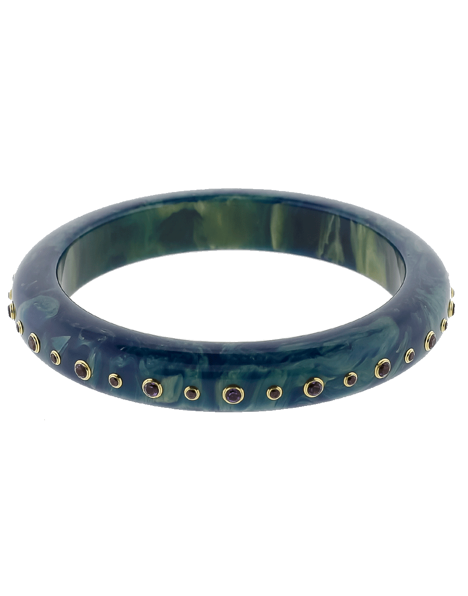 MARK DAVIS-Blue Bakelite Bangle-YELLOW GOLD