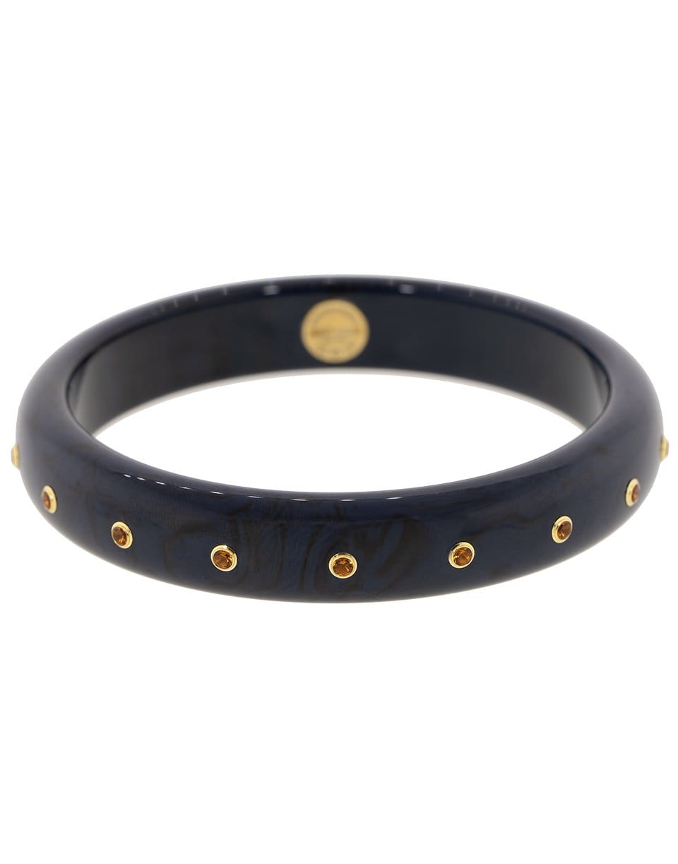 MARK DAVIS-Blue Citrine Bakelite Bangle-YELLOW GOLD