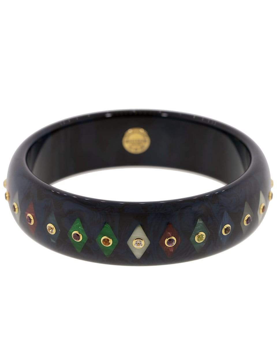 MARK DAVIS-Blue Multicolor Bakelite Bangle-YELLOW GOLD