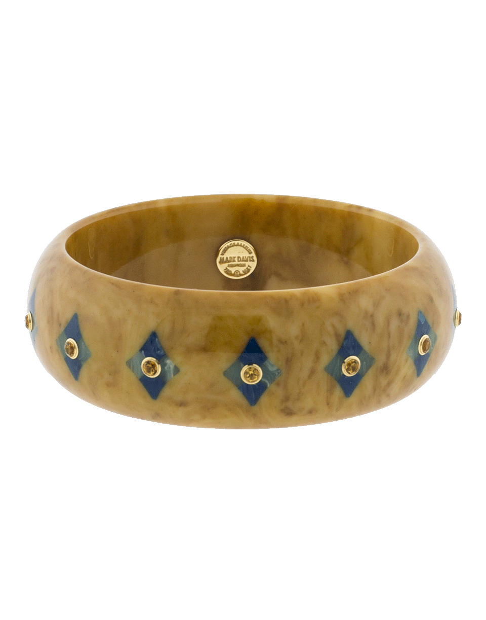 MARK DAVIS-Brown And Blue Bakelite Bangle-YELLOW GOLD