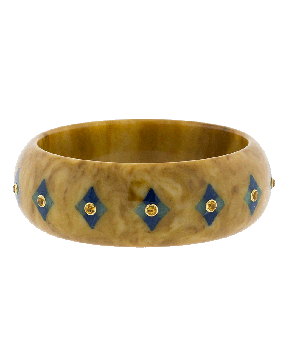 MARK DAVIS-Brown And Blue Bakelite Bangle-YELLOW GOLD