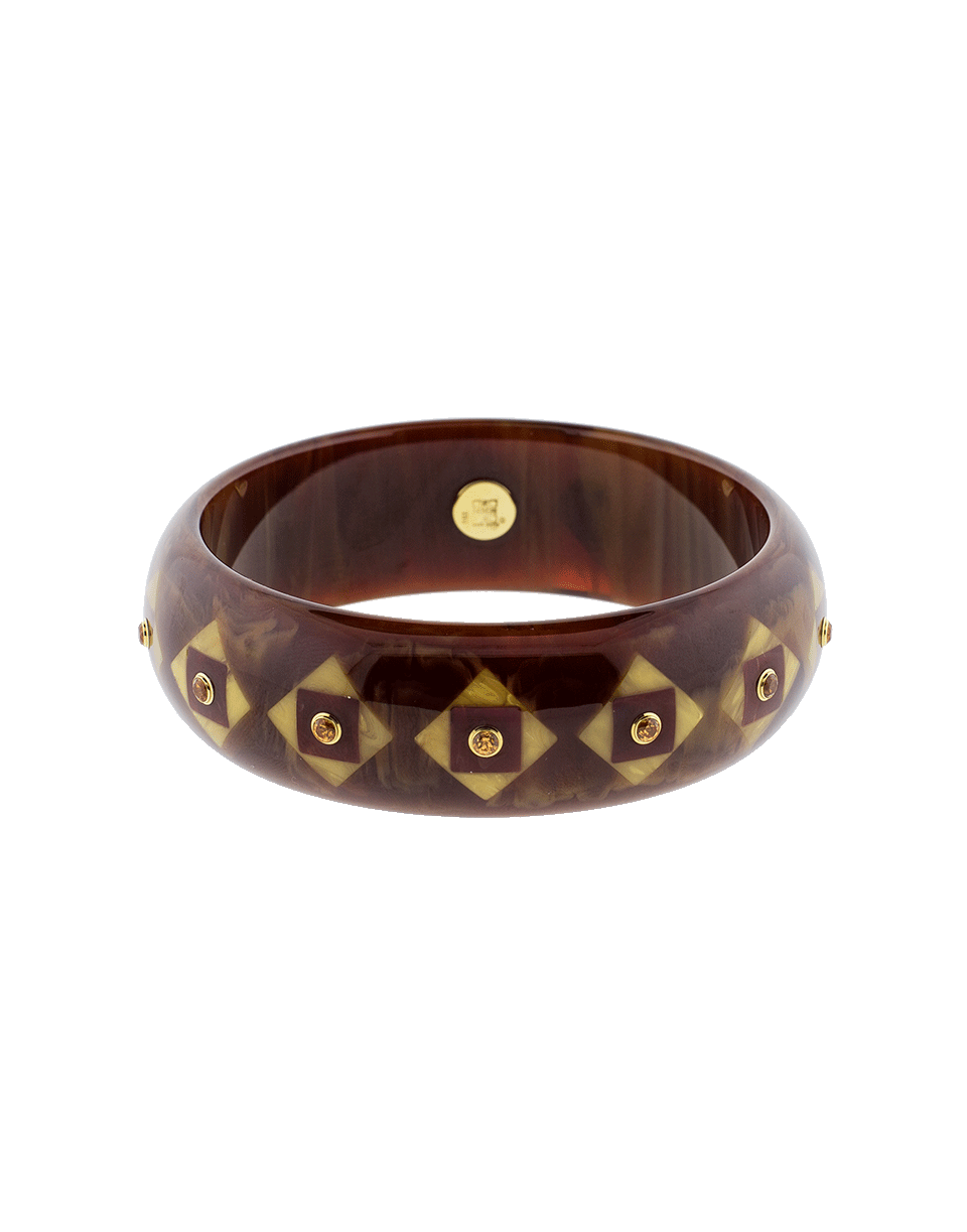 MARK DAVIS-Brown And Burgundy Bakelite Bangle-YELLOW GOLD