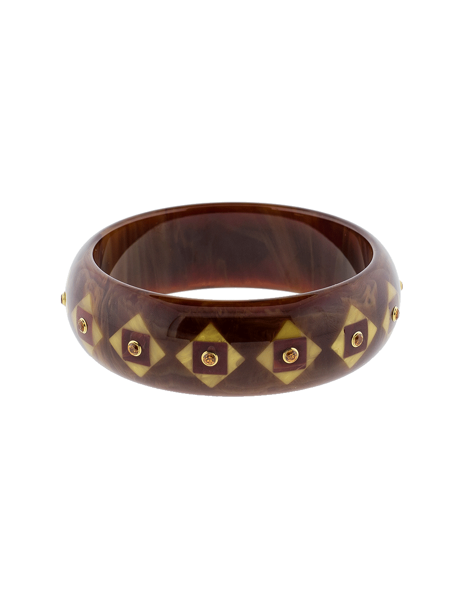 MARK DAVIS-Brown And Burgundy Bakelite Bangle-YELLOW GOLD