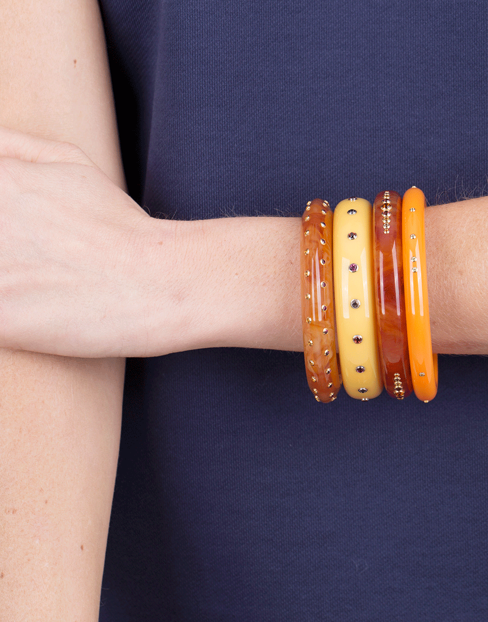 MARK DAVIS-Brown Bakelite Bangle-YELLOW GOLD