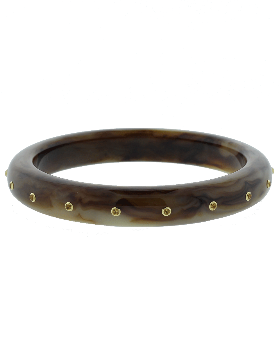 MARK DAVIS-Brown Bakelite Bangle-YELLOW GOLD
