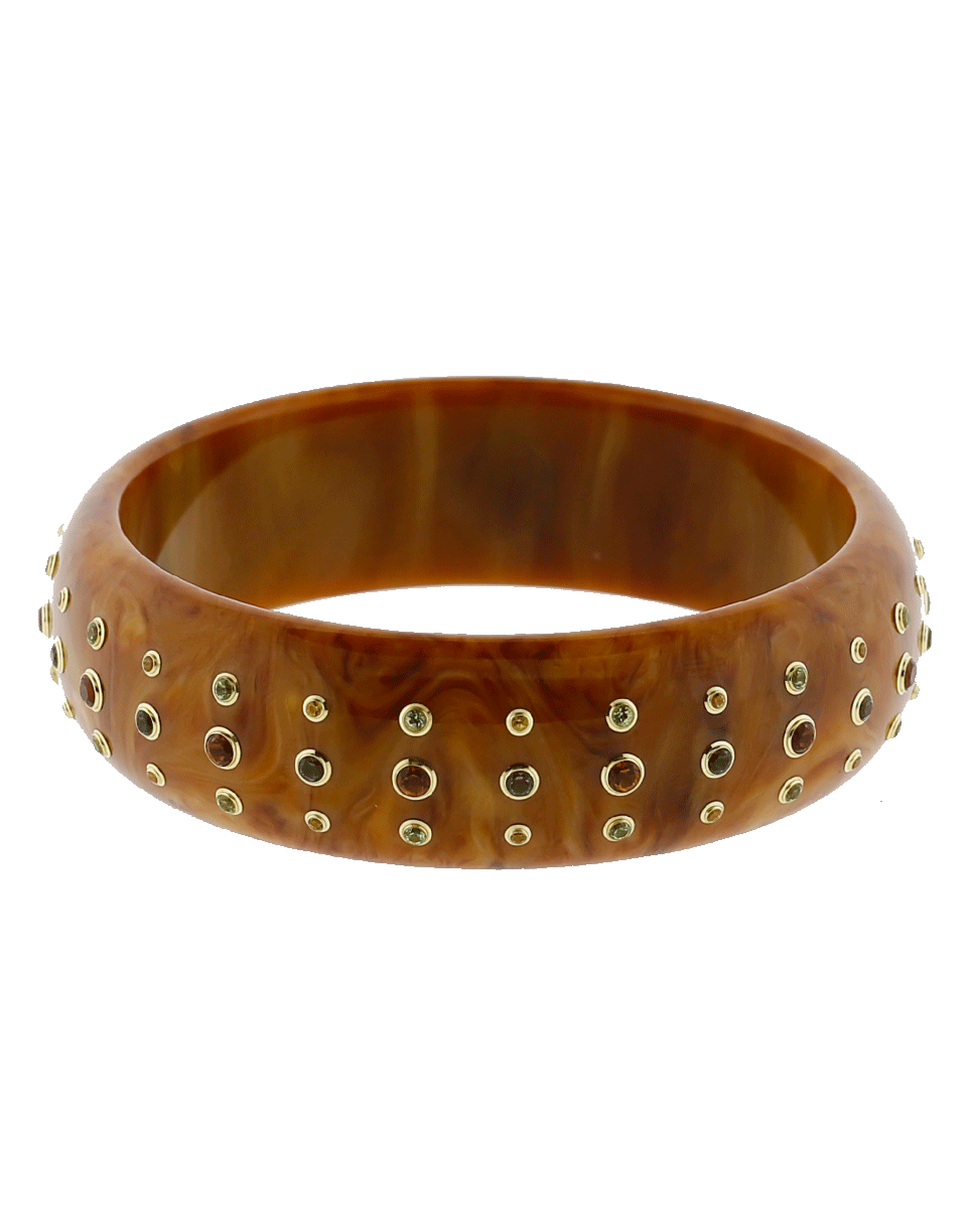 MARK DAVIS-Brown Bakelite Bangle-YELLOW GOLD