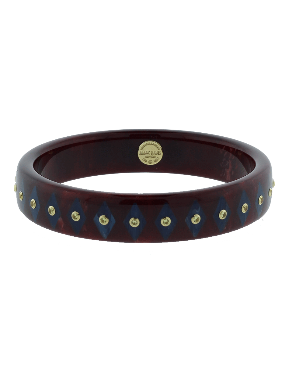 MARK DAVIS-Burgundy And Blue Bakelite Bangle-YELLOW GOLD