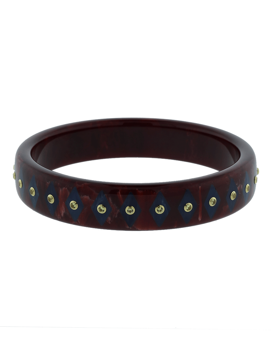 MARK DAVIS-Burgundy And Blue Bakelite Bangle-YELLOW GOLD