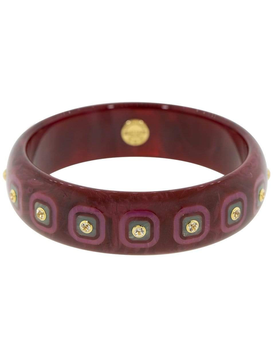 MARK DAVIS-Burgundy and Blue White Topaz Bakelite Bangle-YELLOW GOLD