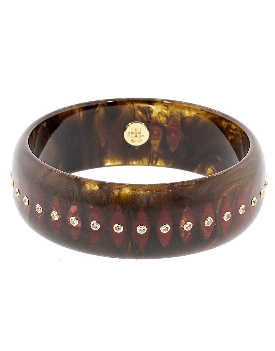 MARK DAVIS-Burgundy and Brown Bakelite Bangle-YELLOW GOLD