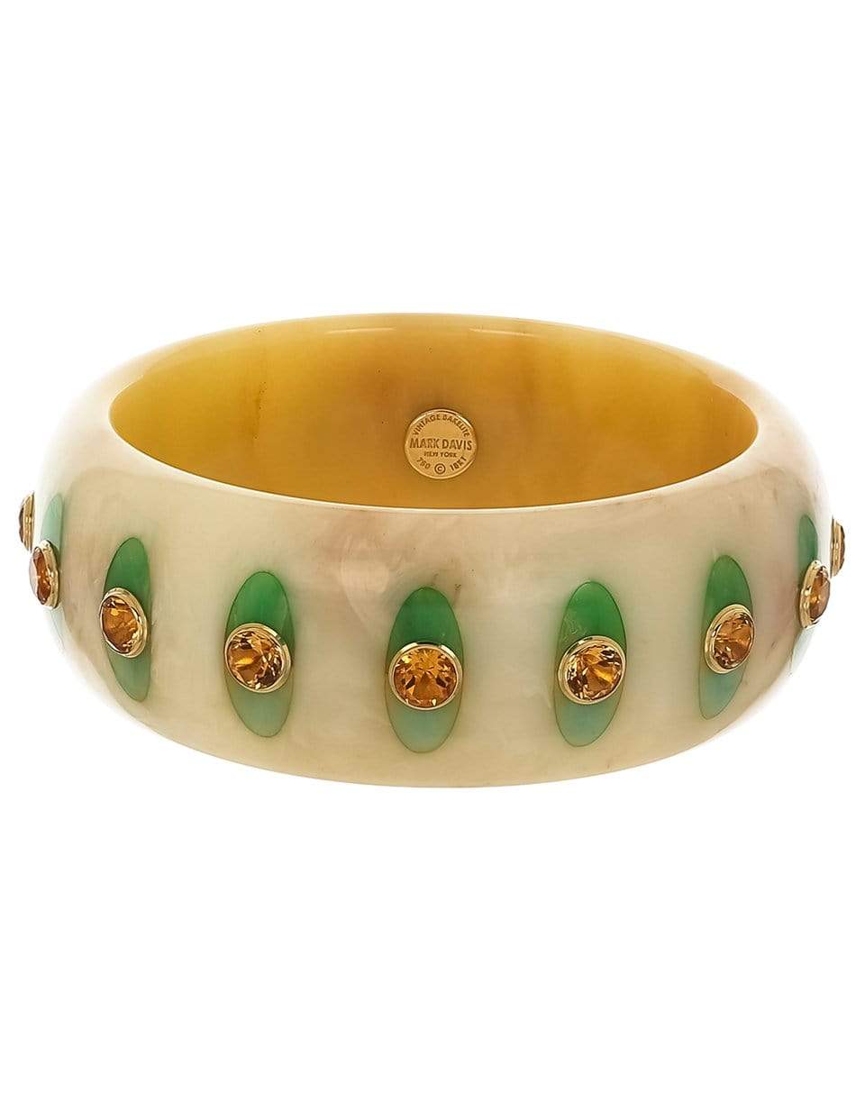 MARK DAVIS-Citrine Beige Bakelite Bangle-YELLOW GOLD