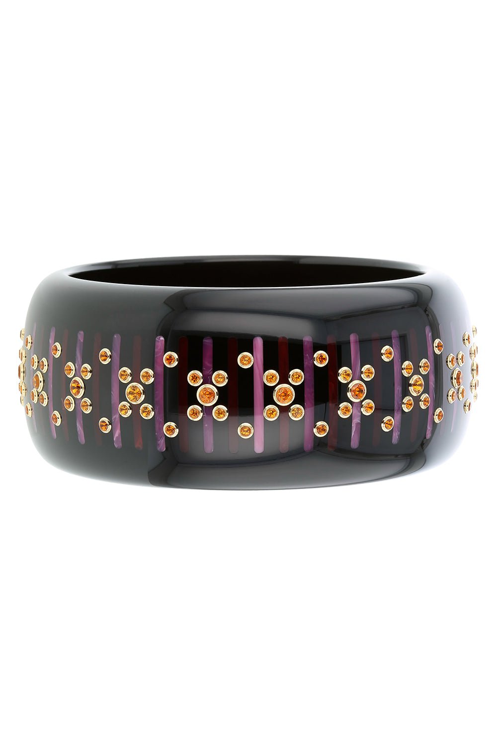 MARK DAVIS-Citrine Black Bakelite Bangle-YELLOW GOLD