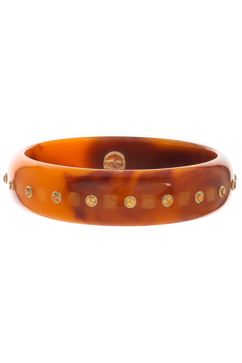MARK DAVIS-Citrine Brown Bakelite Bangle-YELLOW GOLD