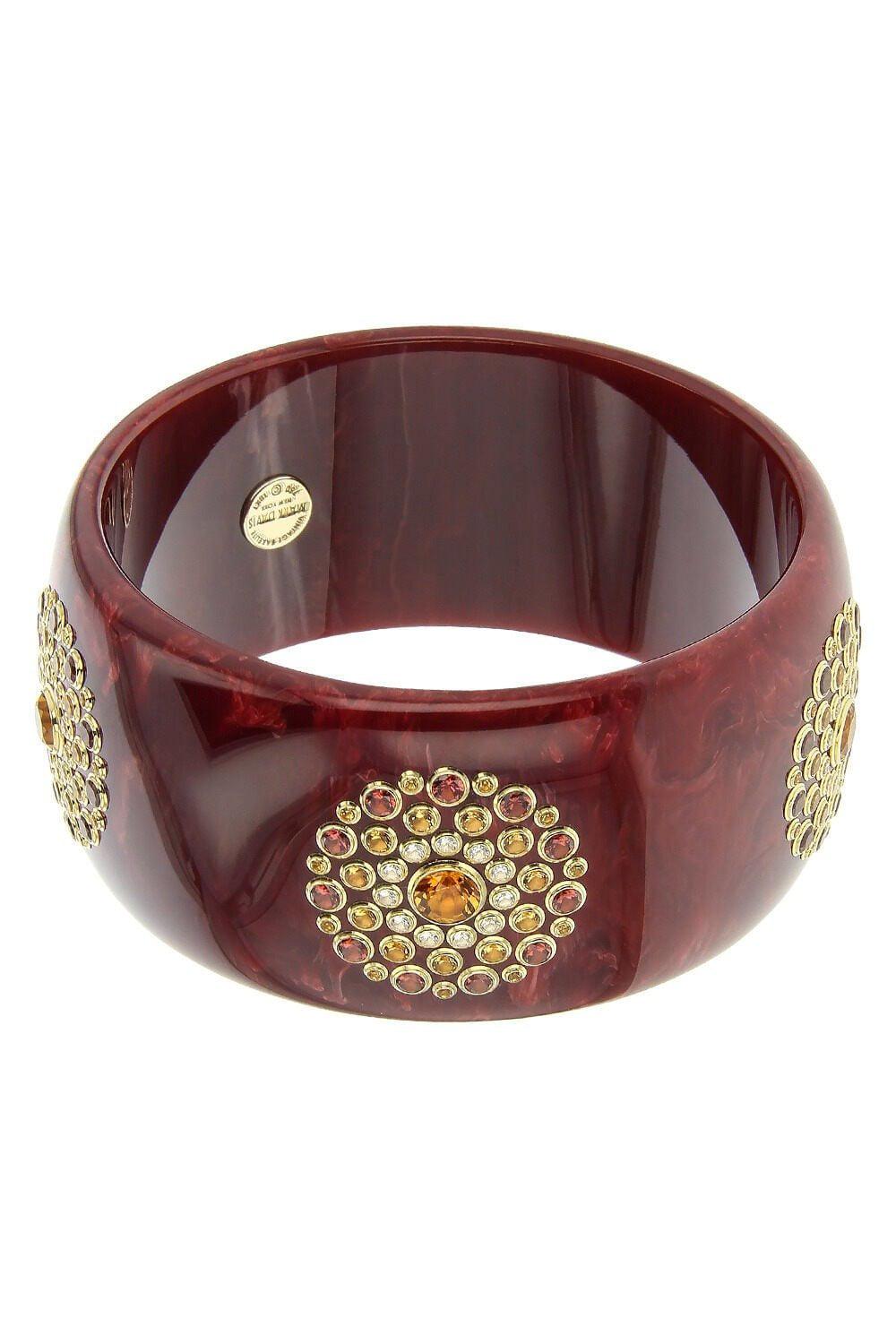 MARK DAVIS-Citrine Burgundy Bakelite Bangle-YELLOW GOLD
