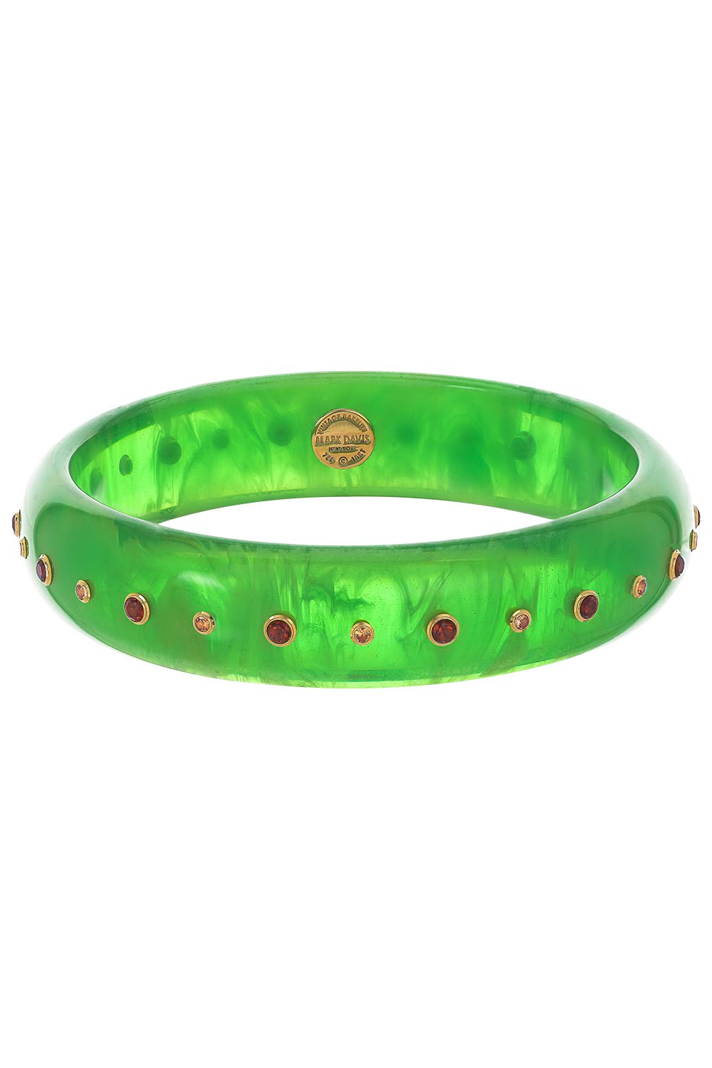 MARK DAVIS-Citrine Green Bakelite Bangle-YELLOW GOLD