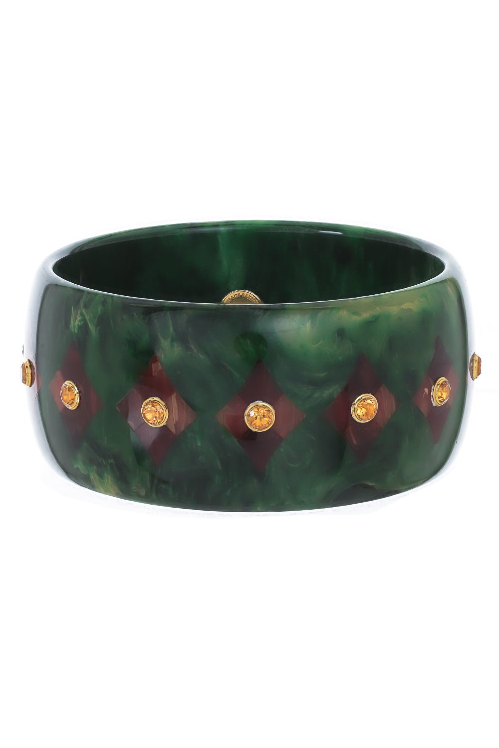 MARK DAVIS-Citrine Green Bakelite Bangle-YELLOW GOLD