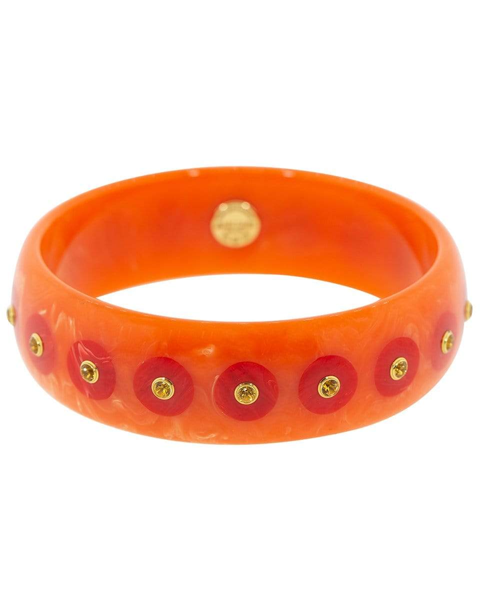 MARK DAVIS-Citrine Orange and Red Bakelite Bangle-YELLOW GOLD