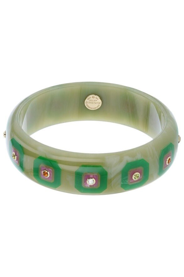 MARK DAVIS-Citrine Peridot Green Bakelite Bangle-YELLOW GOLD