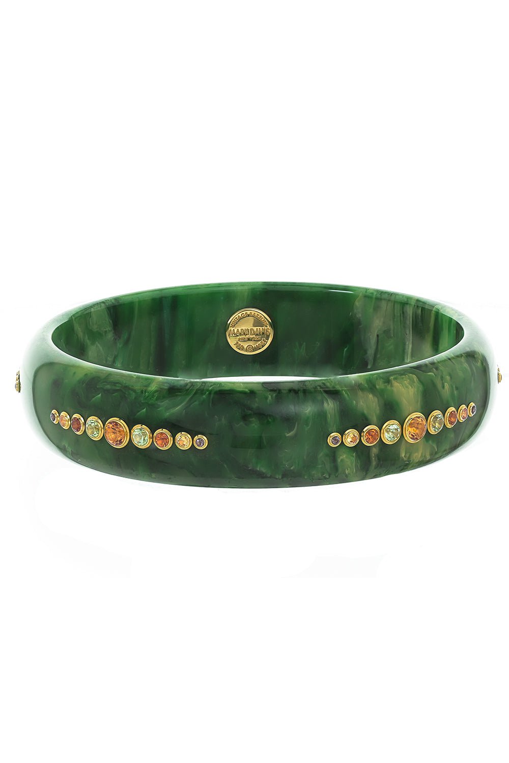 MARK DAVIS-Citrine Peridot Green Bakelite Bangle-YELLOW GOLD