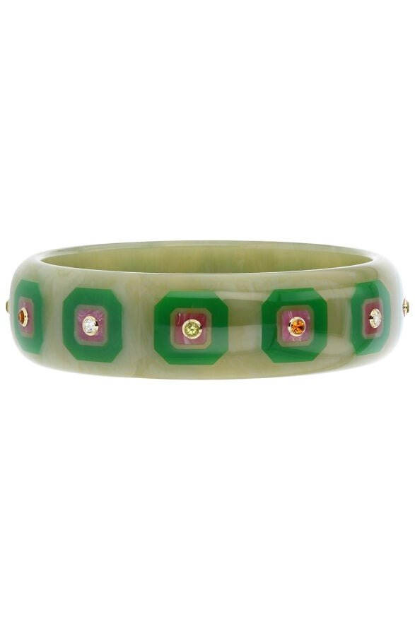 MARK DAVIS-Citrine Peridot Green Bakelite Bangle-YELLOW GOLD