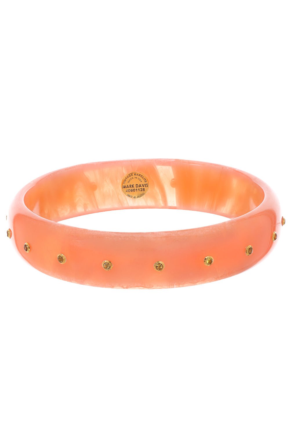 MARK DAVIS-Citrine Pink Bakelite Bangle-YELLOW GOLD
