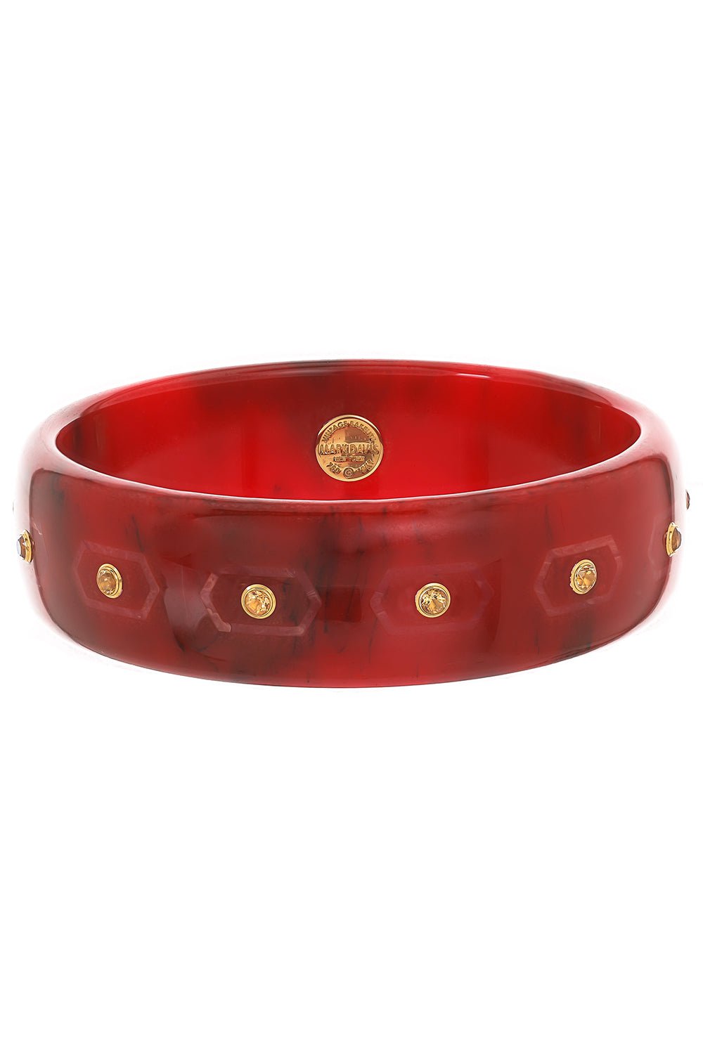 MARK DAVIS-Citrine Red Bakelite Bangle-YELLOW GOLD