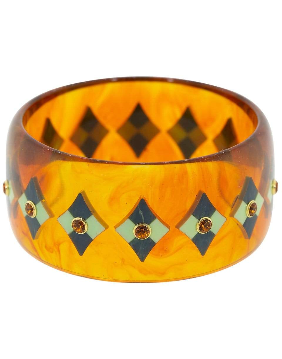 MARK DAVIS-Citrine Tortoise and Blue Bakelite Bangle-YELLOW GOLD