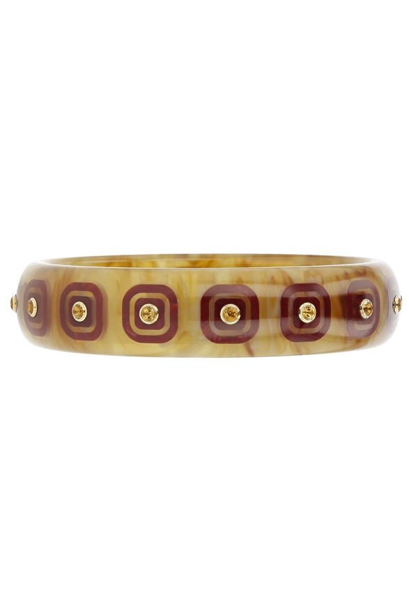 MARK DAVIS-Citrine Tortoise Bakelite Bangle-YELLOW GOLD