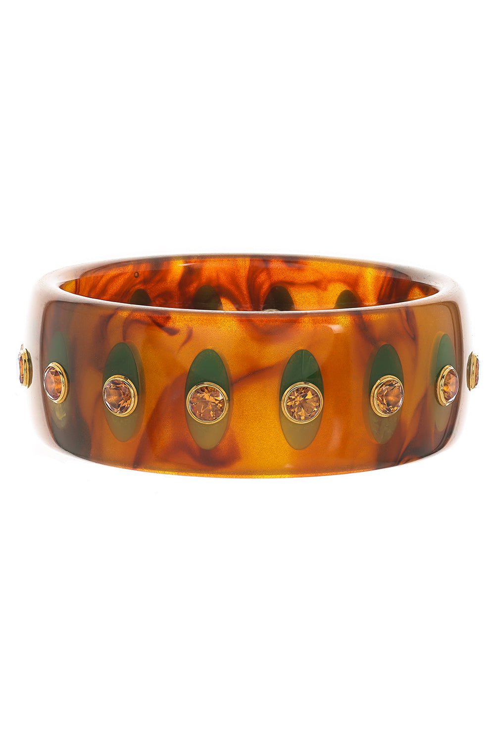 MARK DAVIS-Citrine Tortoise Bakelite Bangle-YELLOW GOLD