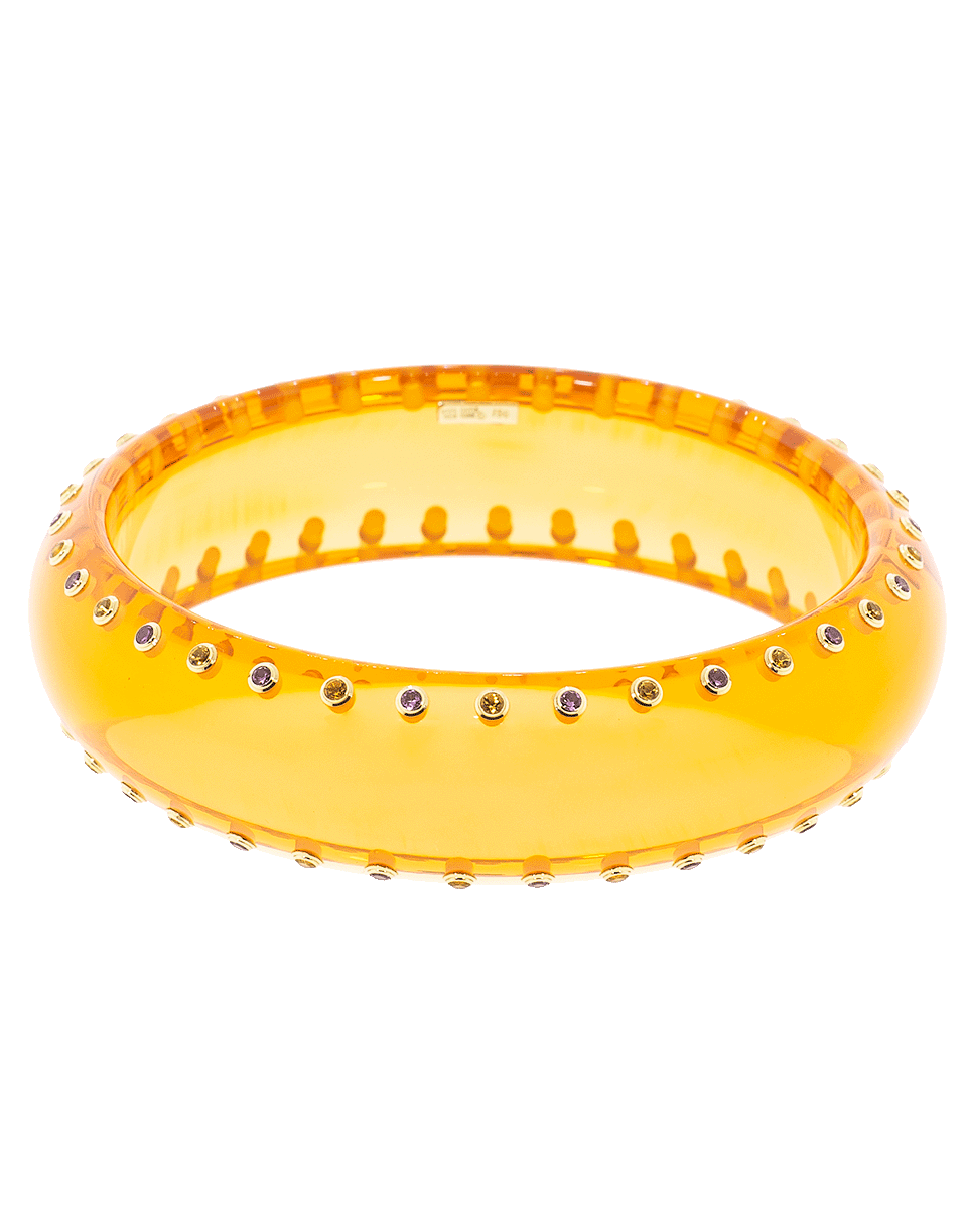 MARK DAVIS-Clear Orange Bakelite Bangle-YELLOW GOLD