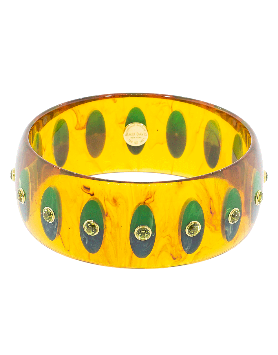 MARK DAVIS-Clear Tortoise with Circles Bakelite Bangle-YELLOW GOLD