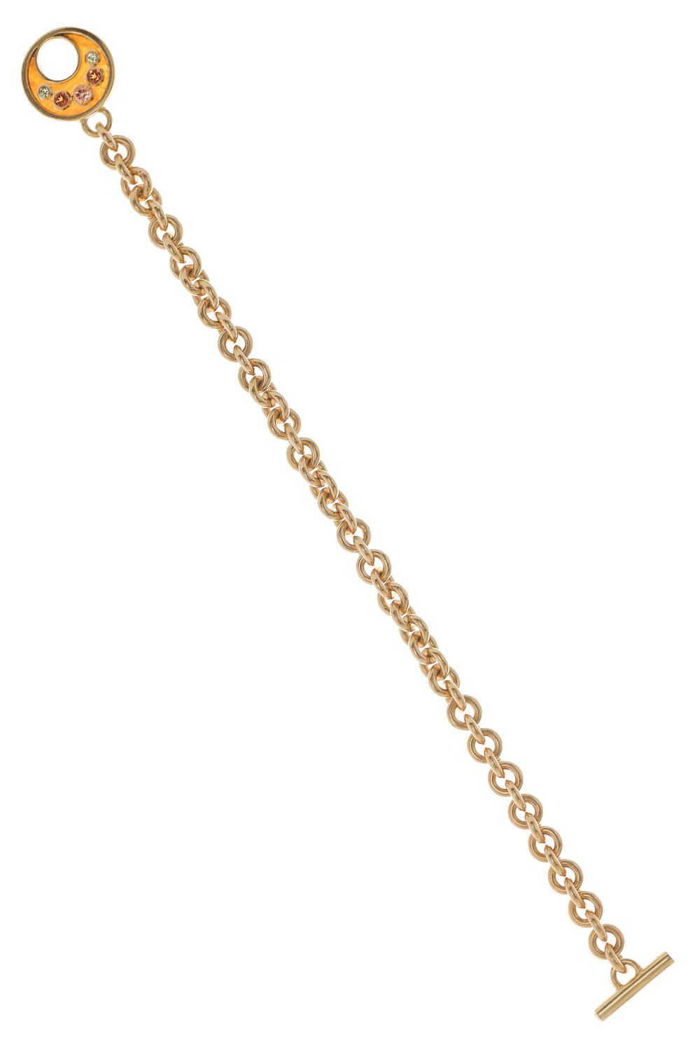 MARK DAVIS-Diamond Citrine Garnet Bakelite Toggle Chain Bracelet-YELLOW GOLD