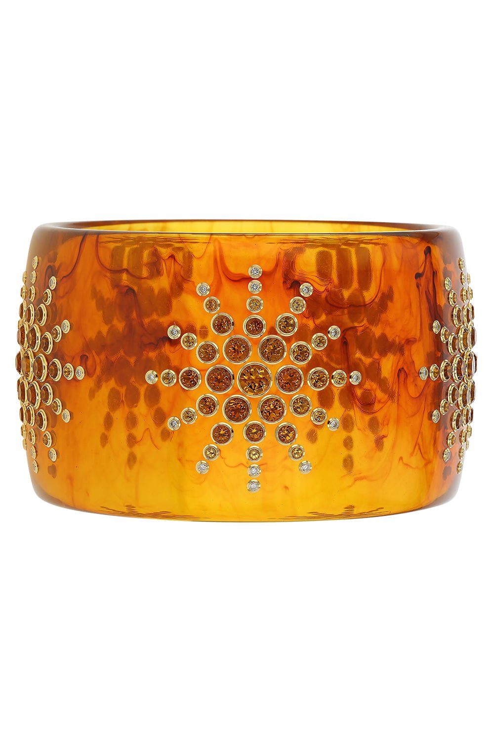 MARK DAVIS-Diamond Citrine Tortoise Bakelite Bangle-YELLOW GOLD