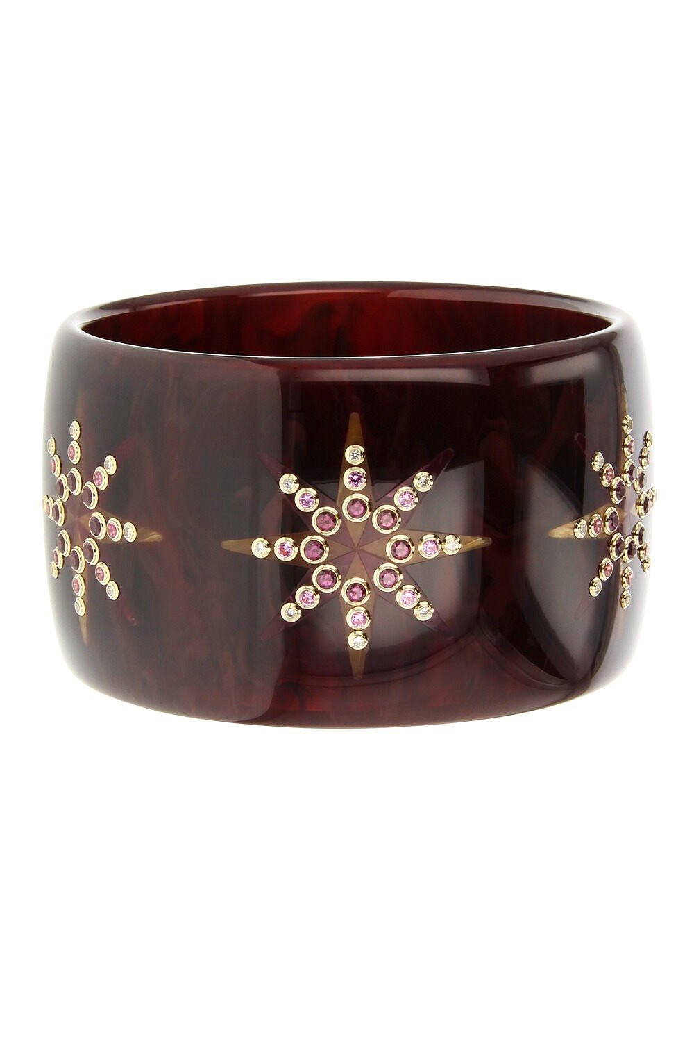 MARK DAVIS-Diamond Garnet Burgundy Bakelite Bangle-YELLOW GOLD