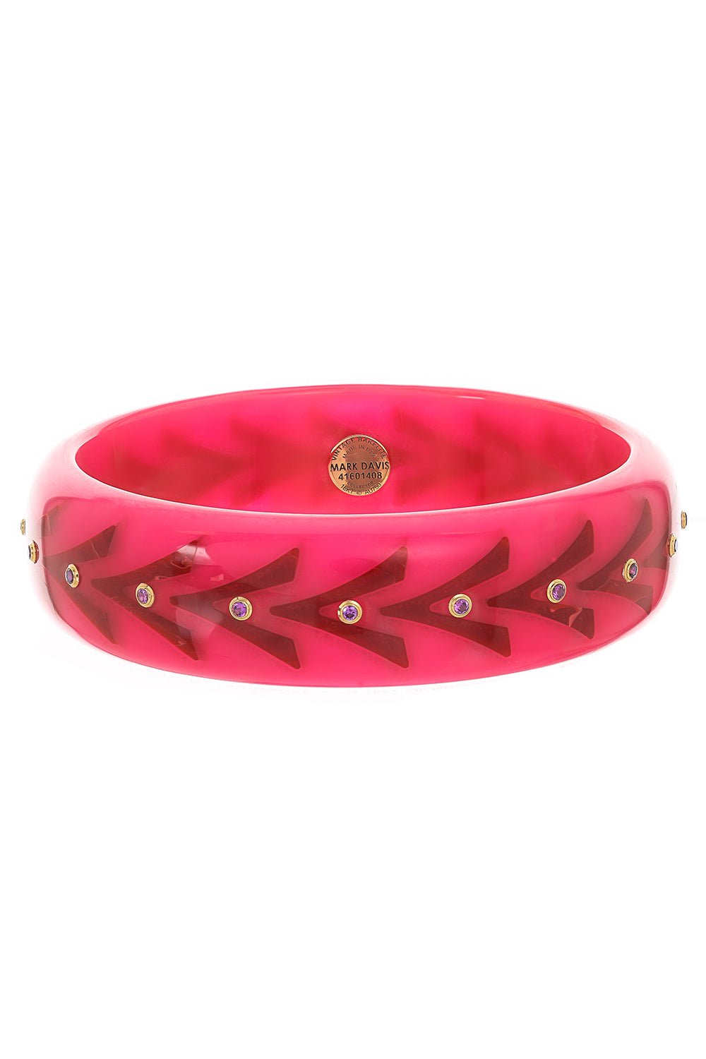 MARK DAVIS-Garnet Pink Red Bakelite Bangle-YELLOW GOLD
