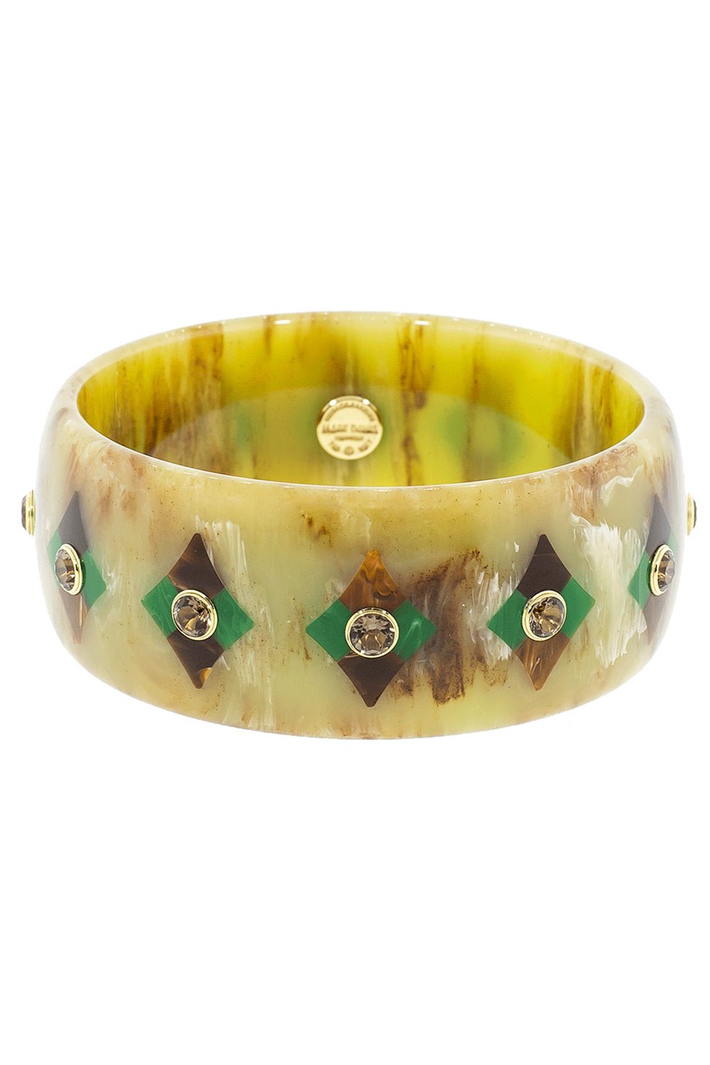MARK DAVIS-Green and Brown Bakelite Bangle-YELLOW GOLD