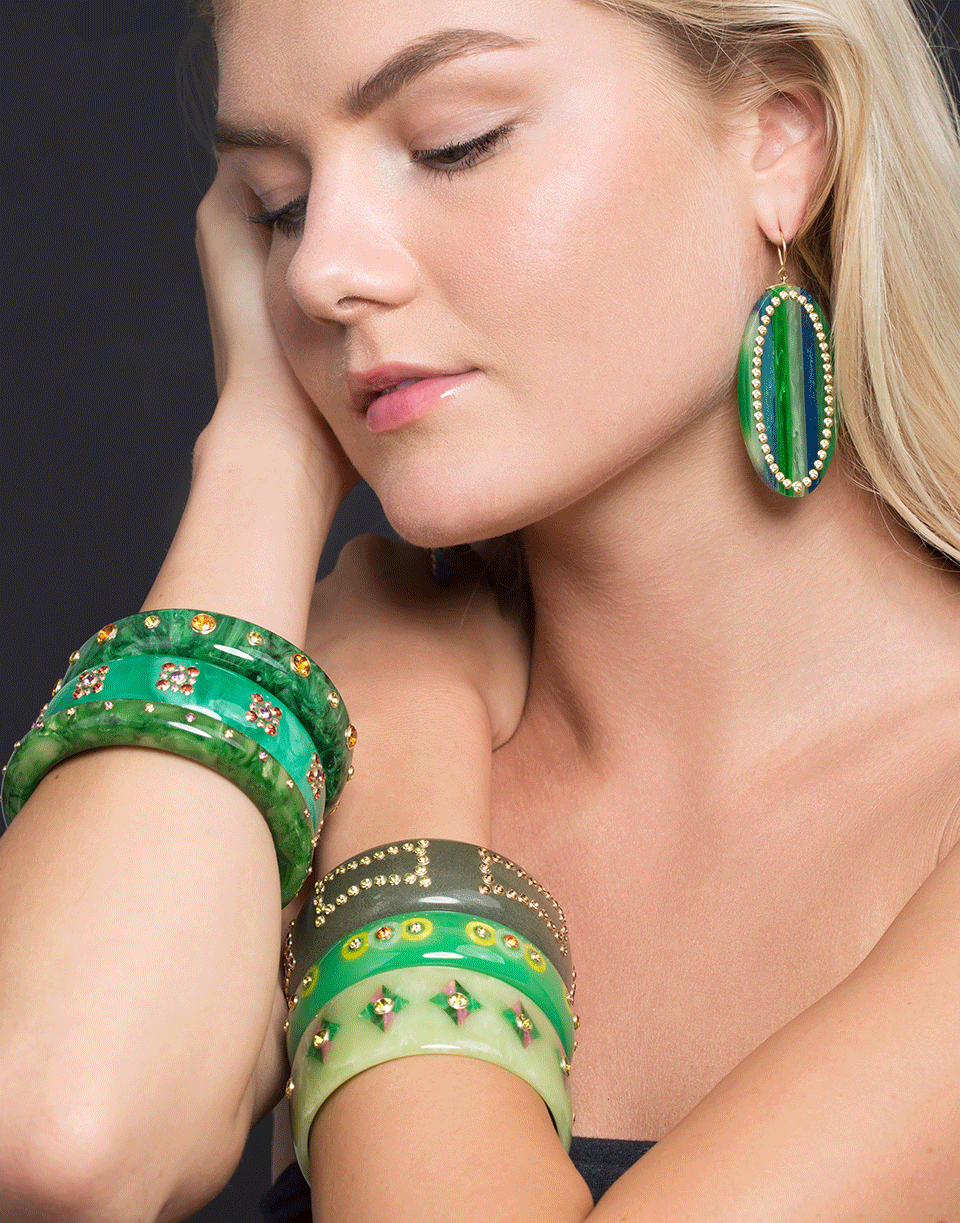 MARK DAVIS-Green And Citrine Bakelite Bangle-YELLOW GOLD