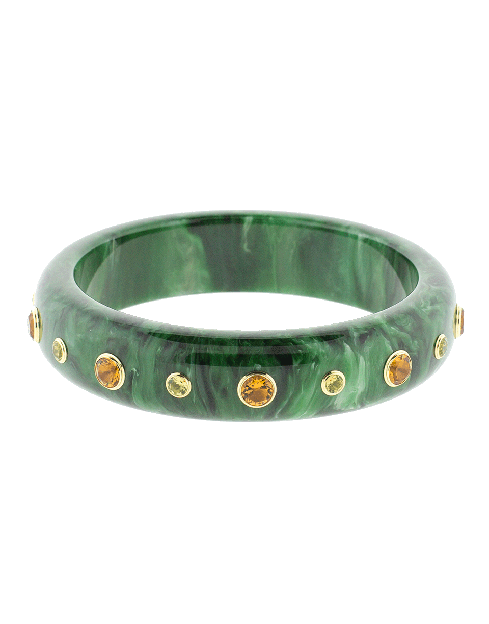 MARK DAVIS-Green And Citrine Bakelite Bangle-YELLOW GOLD
