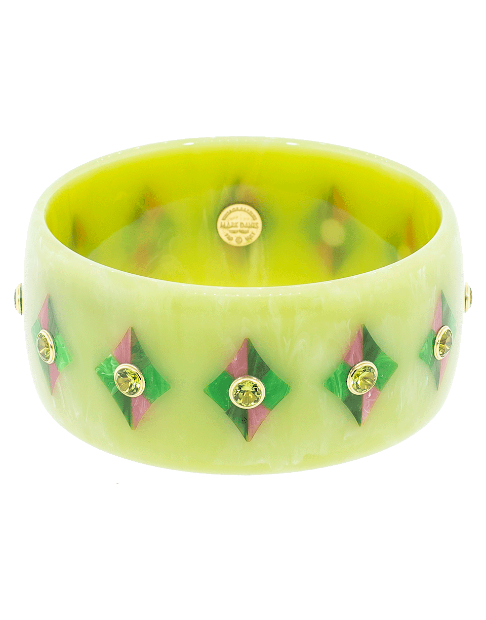MARK DAVIS-Green and Pink Bakelite Bangle-YELLOW GOLD