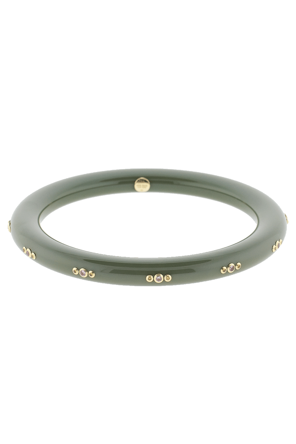 MARK DAVIS-Green Bakelite Bangle-YELLOW GOLD
