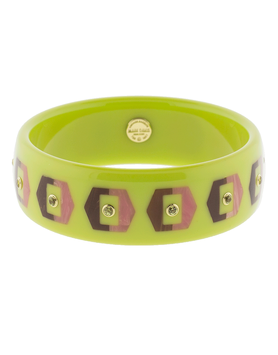 MARK DAVIS-Green Bakelite Bangle-YELLOW GOLD